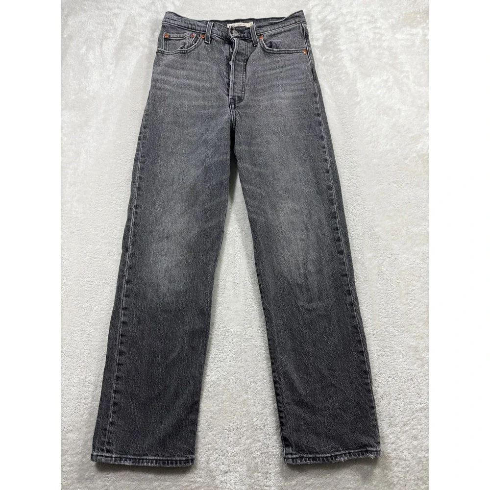 Levi's Womens Ribcage Straight Ankle Grey Denim Jeans 27 Meas: 27x28